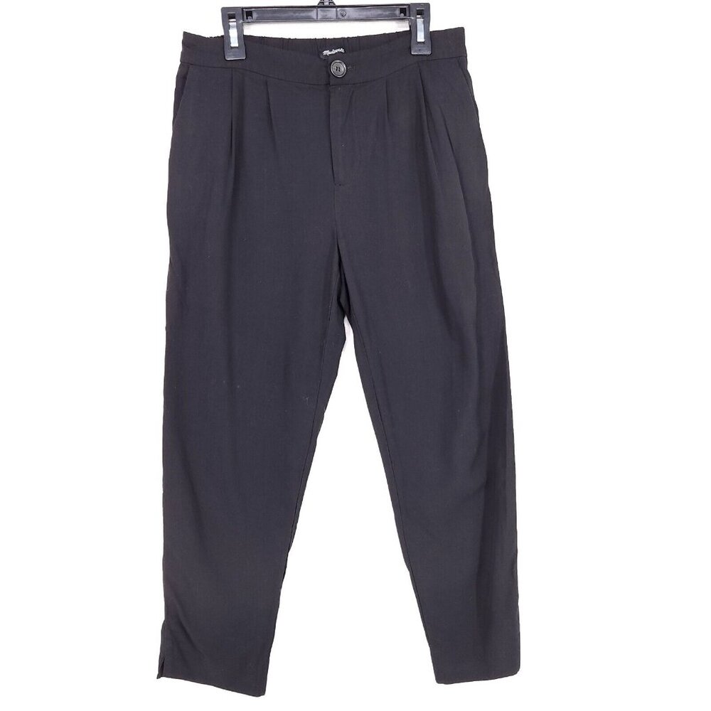 Madewell Pleated Taper Leg Pants Black Size XS Trousers Pockets Preppy Workwear
